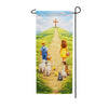 Easter Children Walking to Cross Double Sided Banner Garden Flag 12.5" x 28"