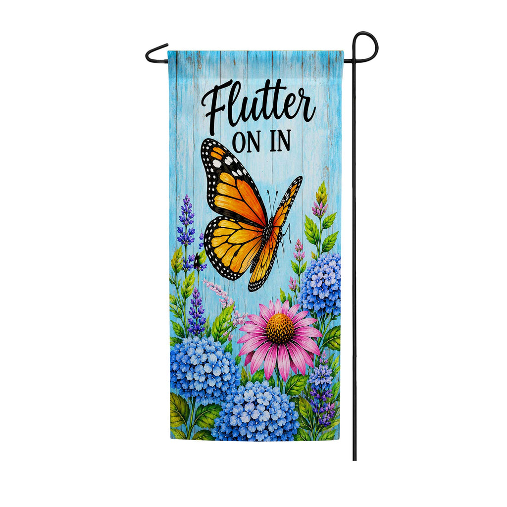 Flutter On In Butterfly Floral Garden Banner Flag