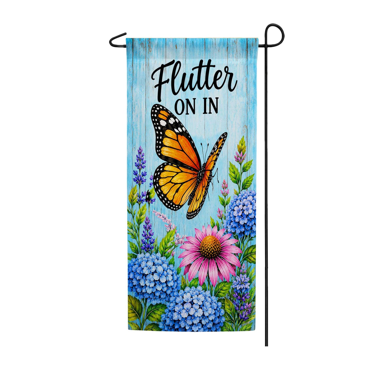Flutter On In Butterfly Floral Garden Banner Flag