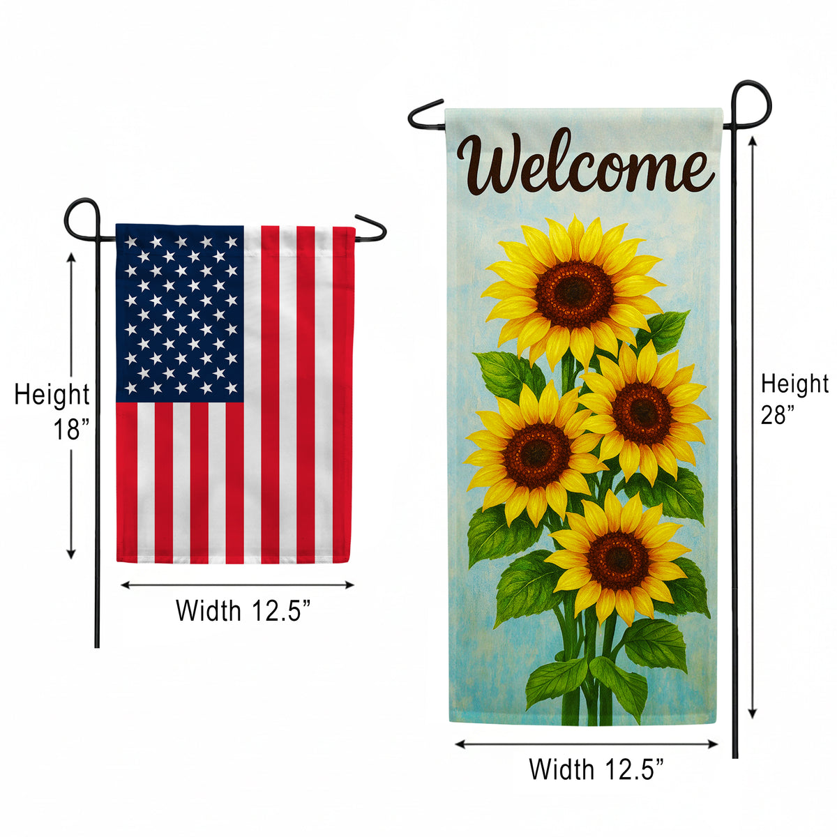 Welcome Sunflower Blooms Double Sided Garden Banner Flag 12.5 x 28 inch