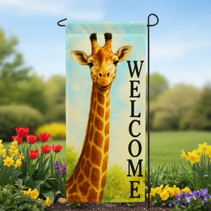 Welcome Giraffe Portrait Double Sided Garden Banner Flag 12.5 x 28 inch