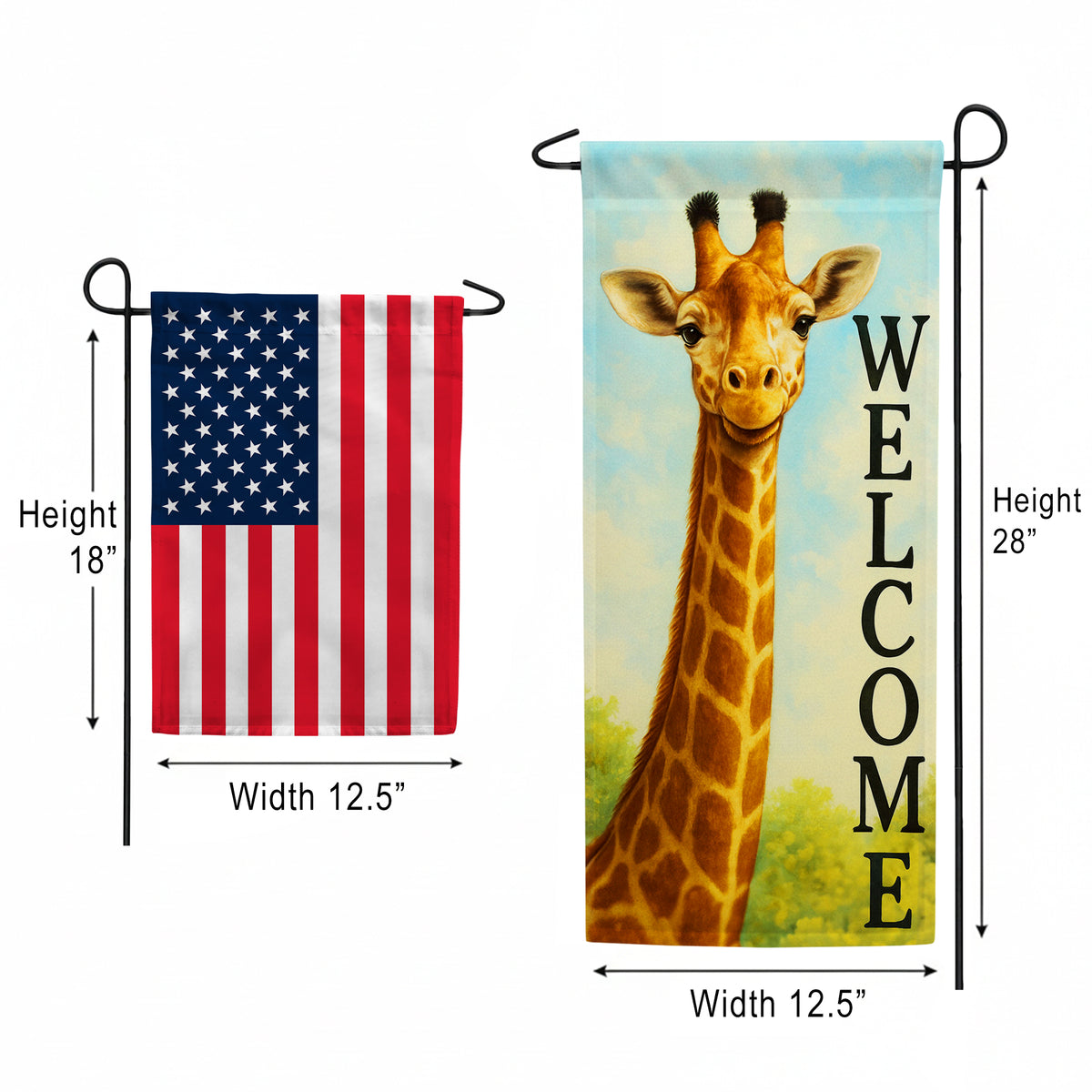Welcome Giraffe Portrait Double Sided Garden Banner Flag 12.5 x 28 inch