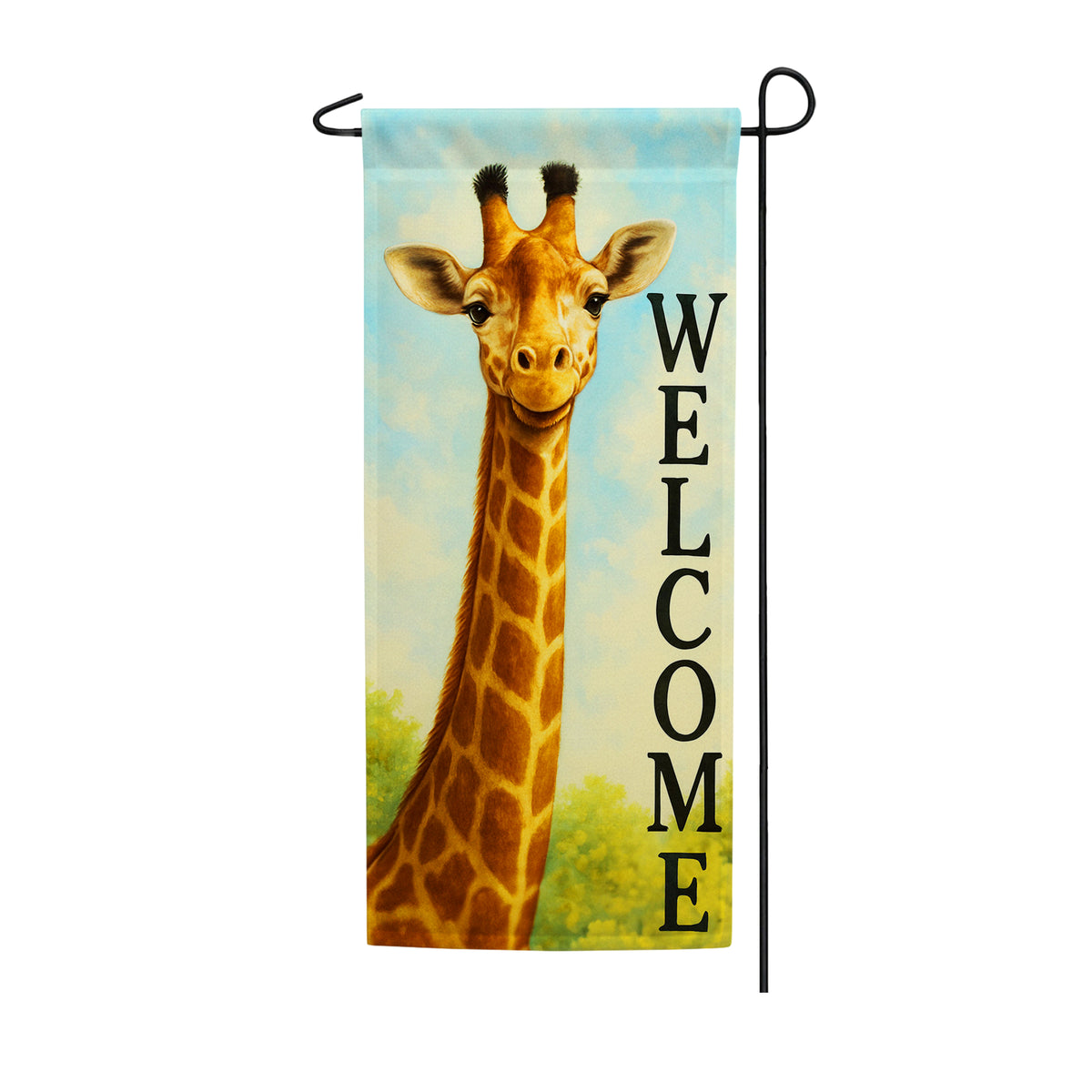 Welcome Giraffe Portrait Double Sided Garden Banner Flag 12.5 x 28 inch