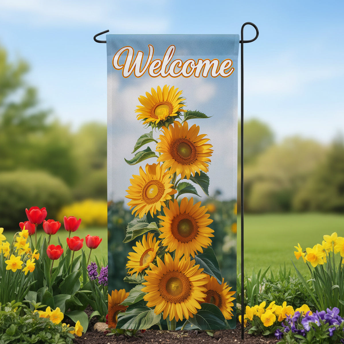 Welcome Sunflowers Garden Banner