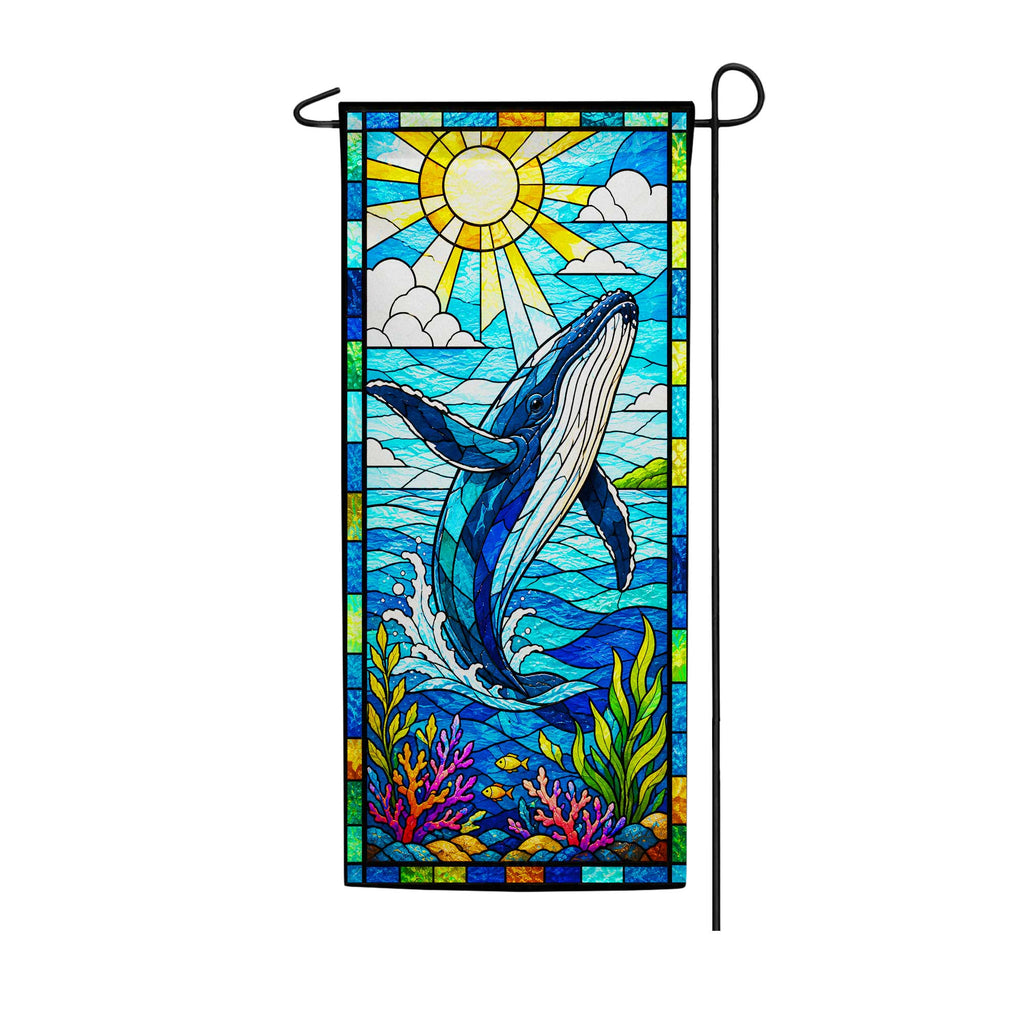 Stained Glass Humpback Whale Garden Banner Flag