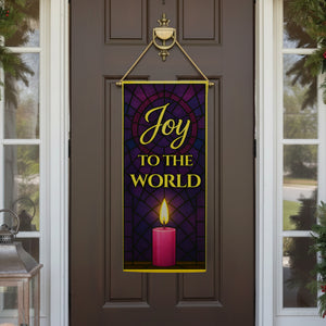 Joy to the World Stained Glass Double Sided Garden Banner Flag 12.5 x 28 inch