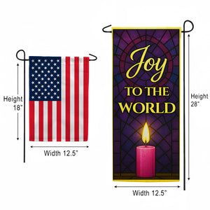 Joy to the World Stained Glass Double Sided Garden Banner Flag 12.5 x 28 inch
