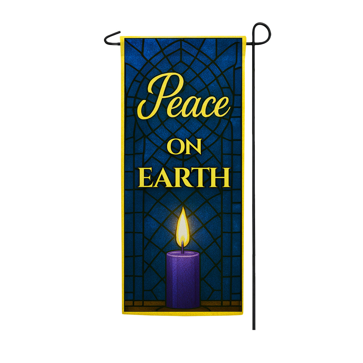 Peace on Earth Stained Glass Double Sided Garden Banner Flag 12.5 x 28 inch