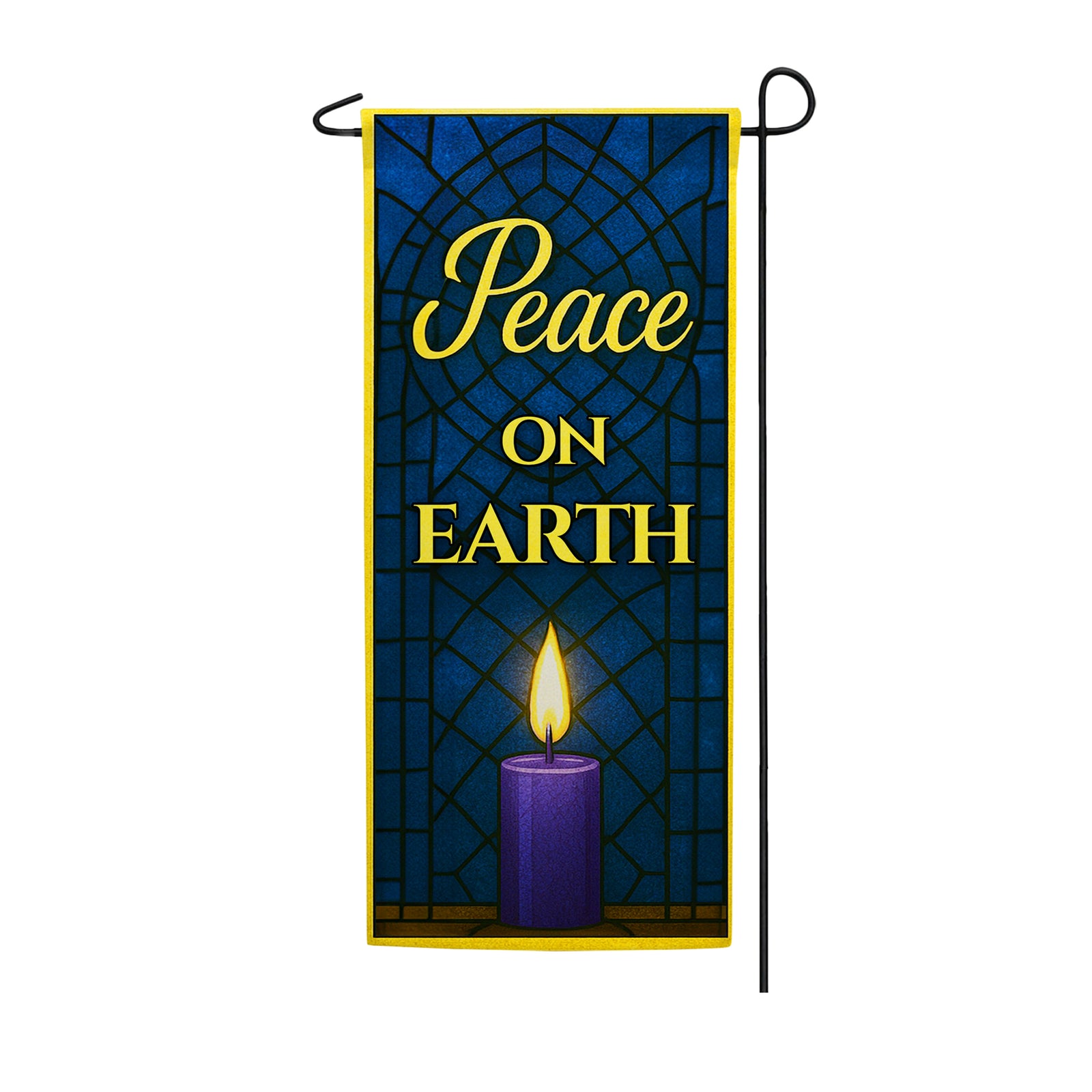 Peace on Earth Stained Glass Double Sided Garden Banner Flag 12.5 x 28 inch