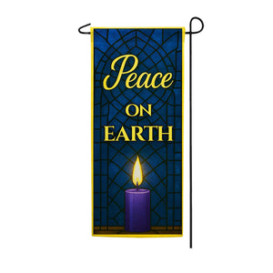 Peace on Earth Stained Glass Double Sided Garden Banner Flag 12.5 x 28 inch