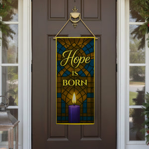 Hope is Born Stained Glass Double Sided Garden Banner Flag 12.5 x 28 inch