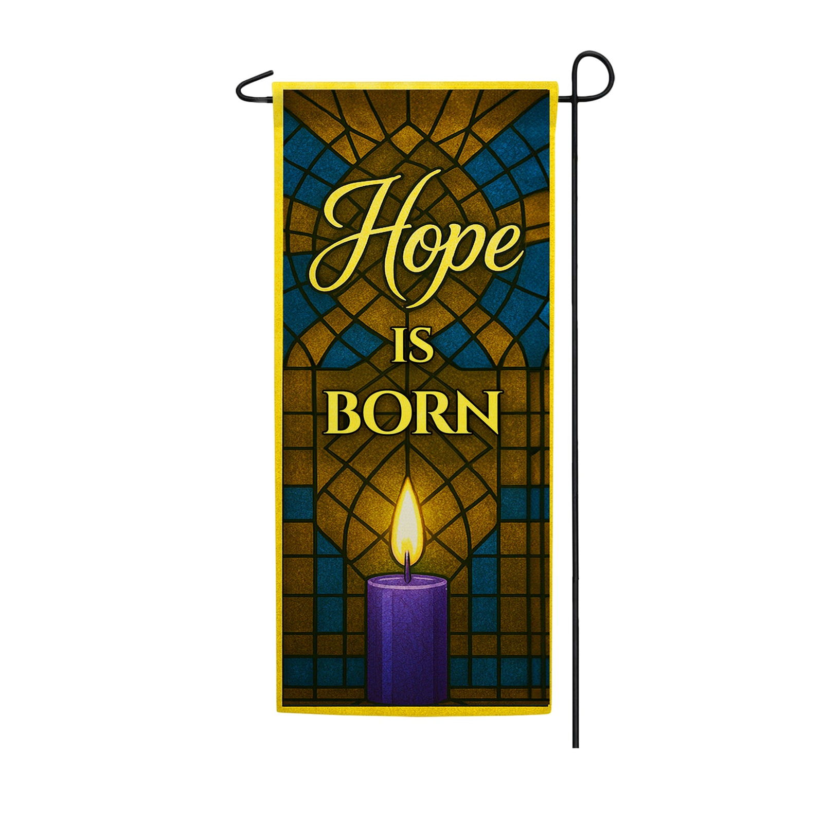 Hope is Born Stained Glass Double Sided Garden Banner Flag 12.5 x 28 inch