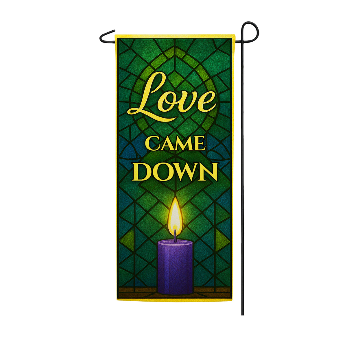 Love Came Down Stained Glass Double Sided Garden Banner Flag 12.5 x 28 inch