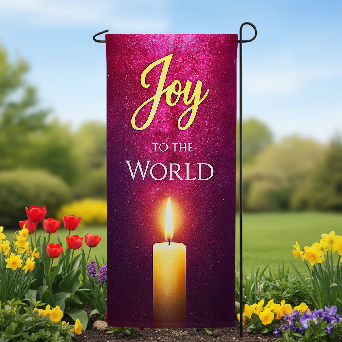 Joy to the World Candlelight Double Sided Garden Banner Flag 12.5 x 28 inch