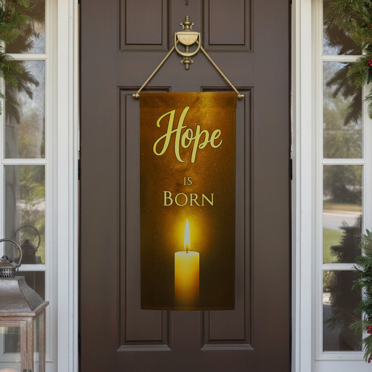 Hope is Born Golden Candlelight Double Sided Garden Banner Flag 12.5 x 28 inch