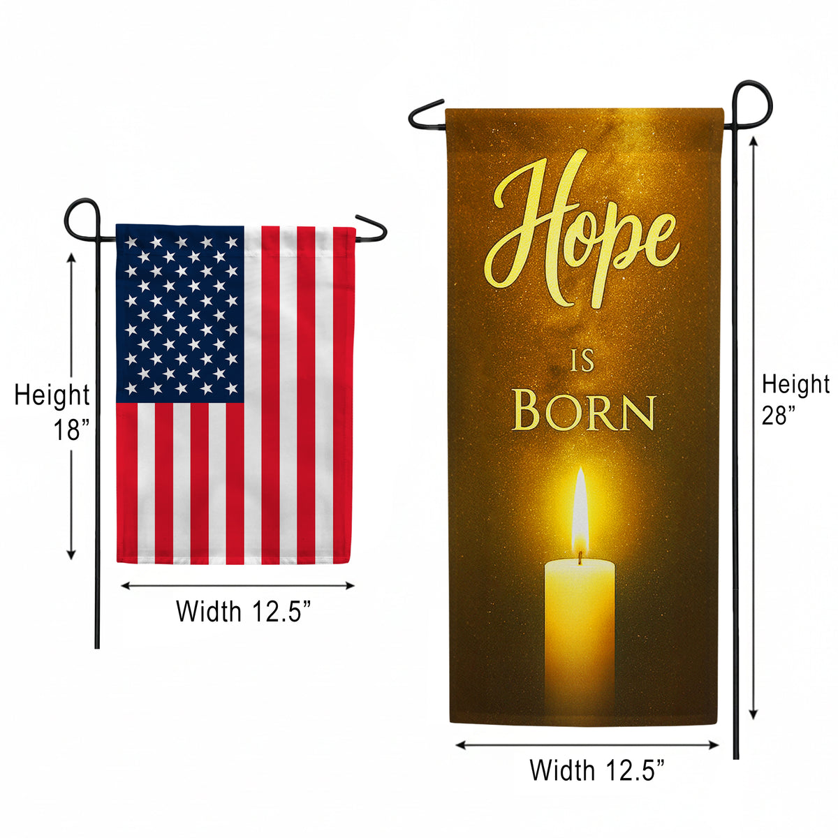 Hope is Born Golden Candlelight Double Sided Garden Banner Flag 12.5 x 28 inch