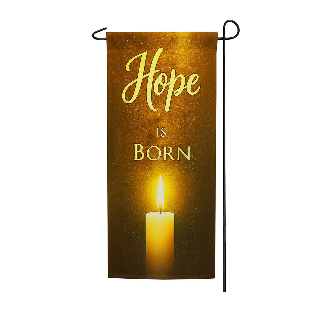 Hope is Born Golden Candlelight Double Sided Garden Banner Flag 12.5 x 28 inch