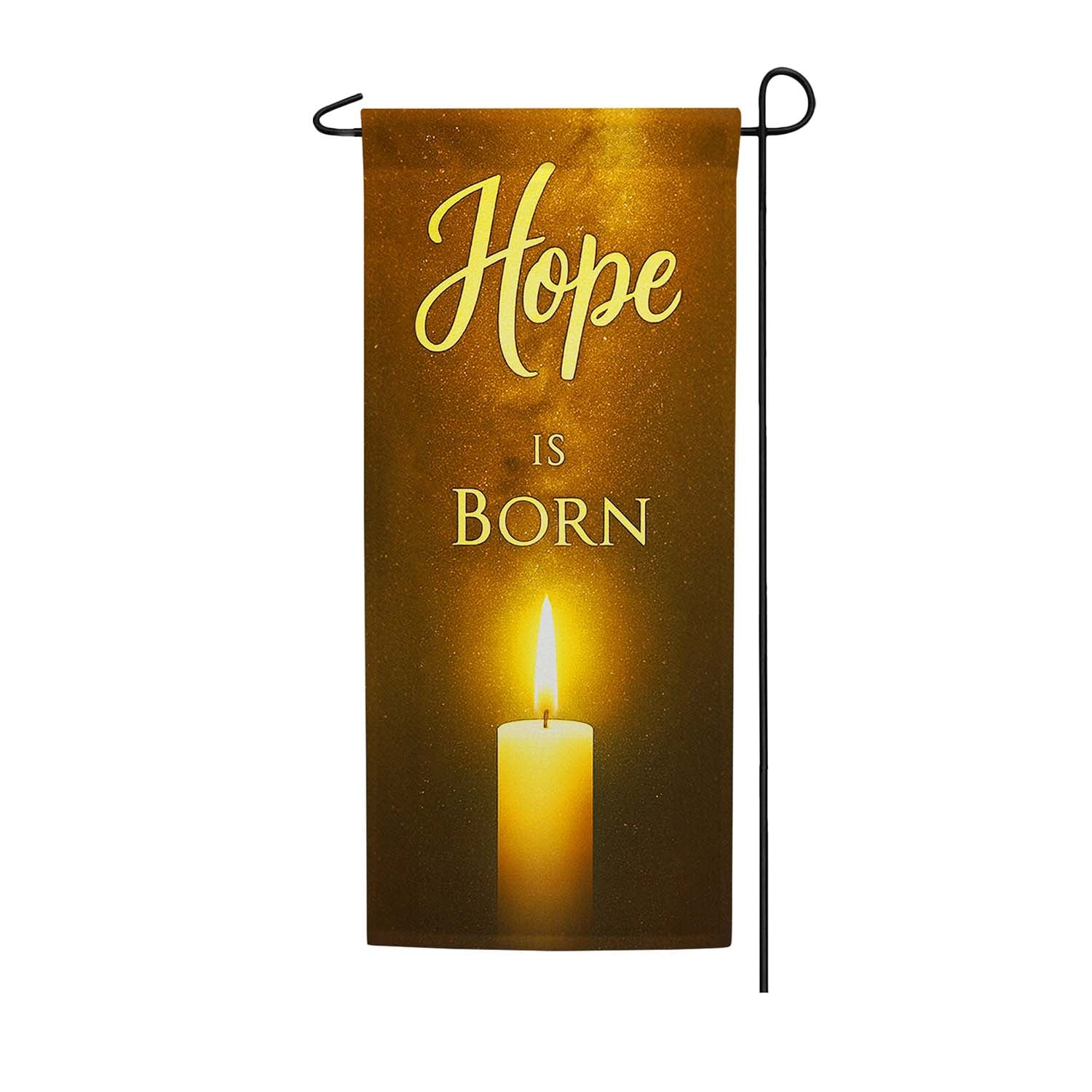 Hope is Born Golden Candlelight Double Sided Garden Banner Flag 12.5 x 28 inch