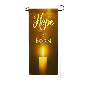 Hope is Born Golden Candlelight Double Sided Garden Banner Flag 12.5 x 28 inch