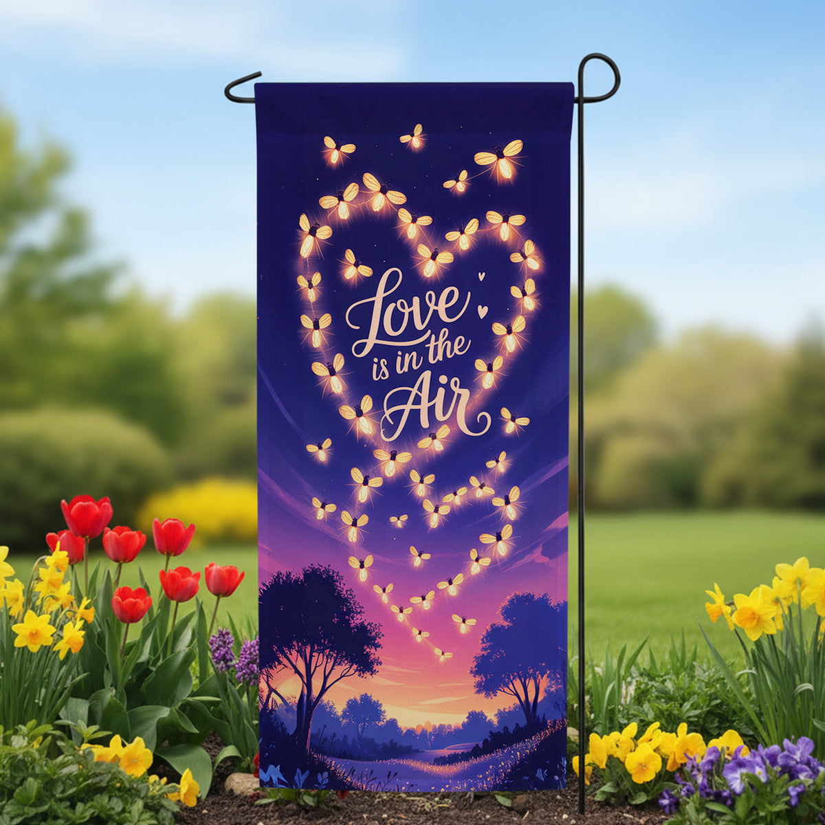 Love is in the Air Fireflies Double Sided Garden Banner Flag 12.5 x 28 inch