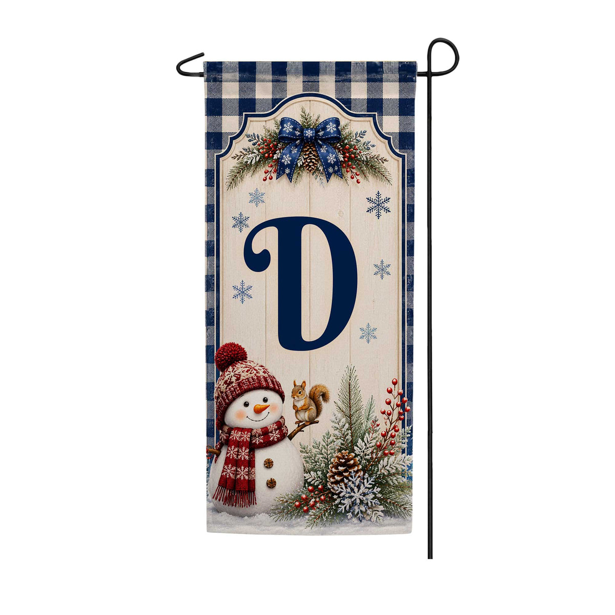 Winter Snowman Monogram Double Sided Banner Garden Flag 12.5" x 28"
