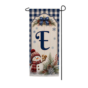 Winter Snowman Monogram Double Sided Banner Garden Flag 12.5" x 28"
