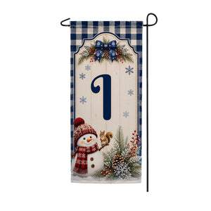 Winter Snowman Monogram Double Sided Banner Garden Flag 12.5" x 28"