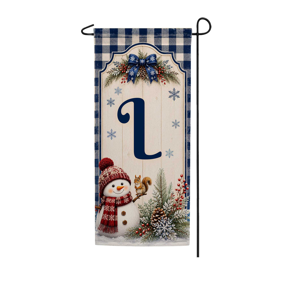Winter Snowman Monogram Double Sided Banner Garden Flag 12.5" x 28"