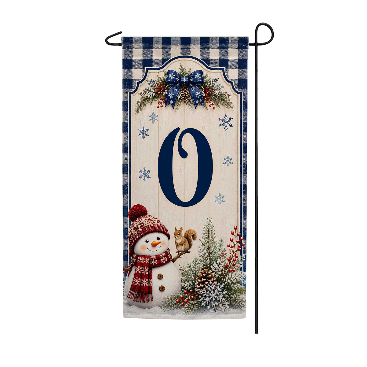Winter Snowman Monogram Double Sided Banner Garden Flag 12.5" x 28"