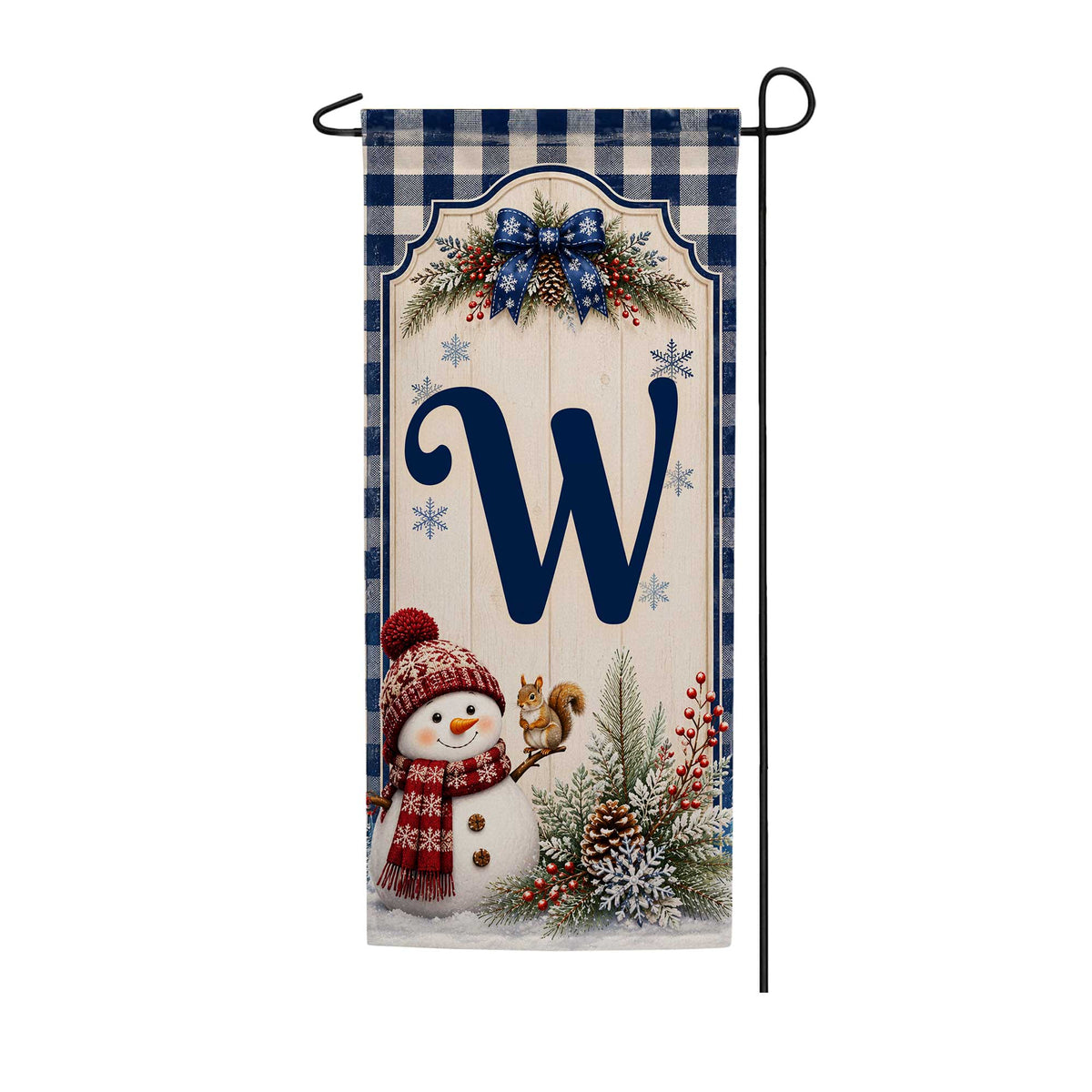 Winter Snowman Monogram Double Sided Banner Garden Flag 12.5" x 28"