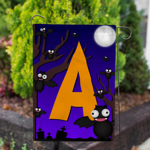 Crazy Bat Party Monogram Double Sided Garden Flag