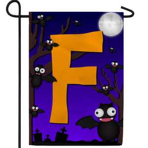 Crazy Bat Party Monogram Double Sided Garden Flag