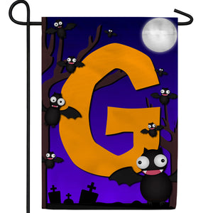 Crazy Bat Party Monogram Double Sided Garden Flag