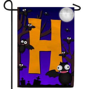 Crazy Bat Party Monogram Double Sided Garden Flag