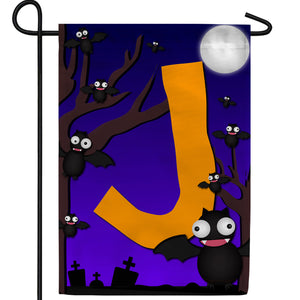 Crazy Bat Party Monogram Double Sided Garden Flag