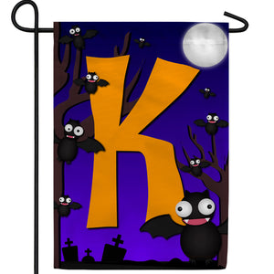 Crazy Bat Party Monogram Double Sided Garden Flag