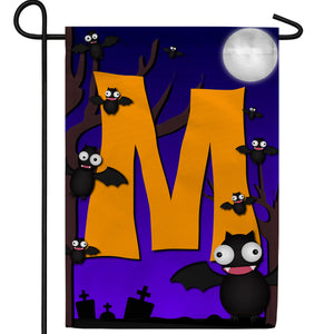 Crazy Bat Party Monogram Double Sided Garden Flag