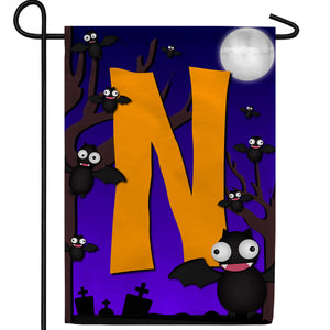 Crazy Bat Party Monogram Double Sided Garden Flag