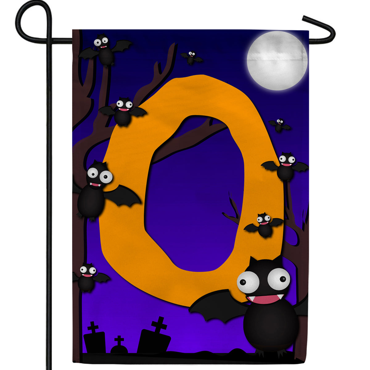 Crazy Bat Party Monogram Double Sided Garden Flag