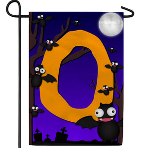 Crazy Bat Party Monogram Double Sided Garden Flag