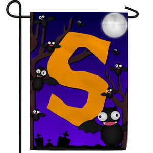 Crazy Bat Party Monogram Double Sided Garden Flag