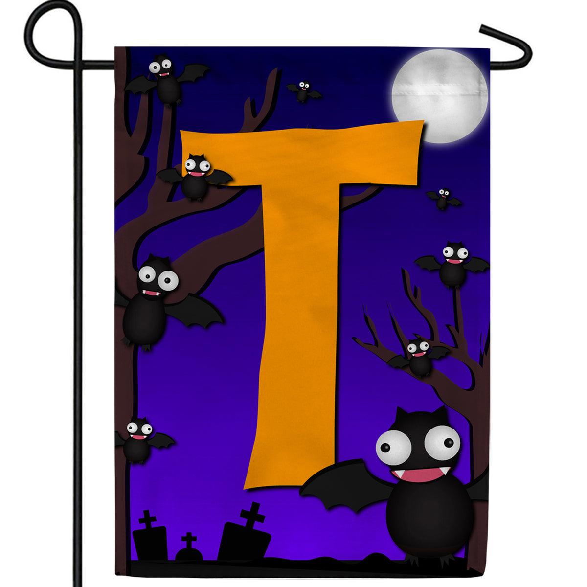 Crazy Bat Party Monogram Double Sided Garden Flag