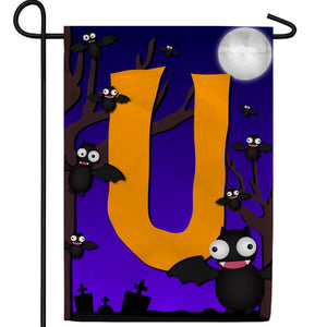 Crazy Bat Party Monogram Double Sided Garden Flag