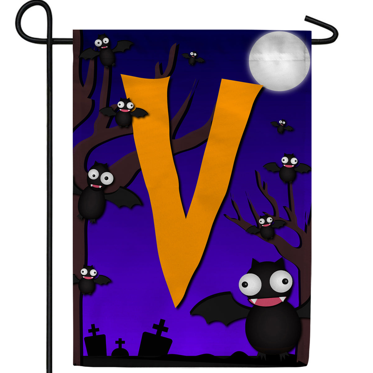 Crazy Bat Party Monogram Double Sided Garden Flag