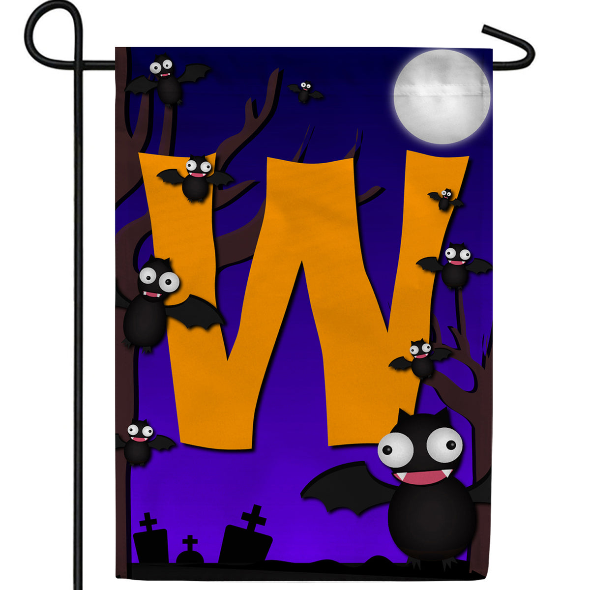 Crazy Bat Party Monogram Double Sided Garden Flag