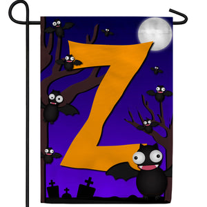 Crazy Bat Party Monogram Double Sided Garden Flag