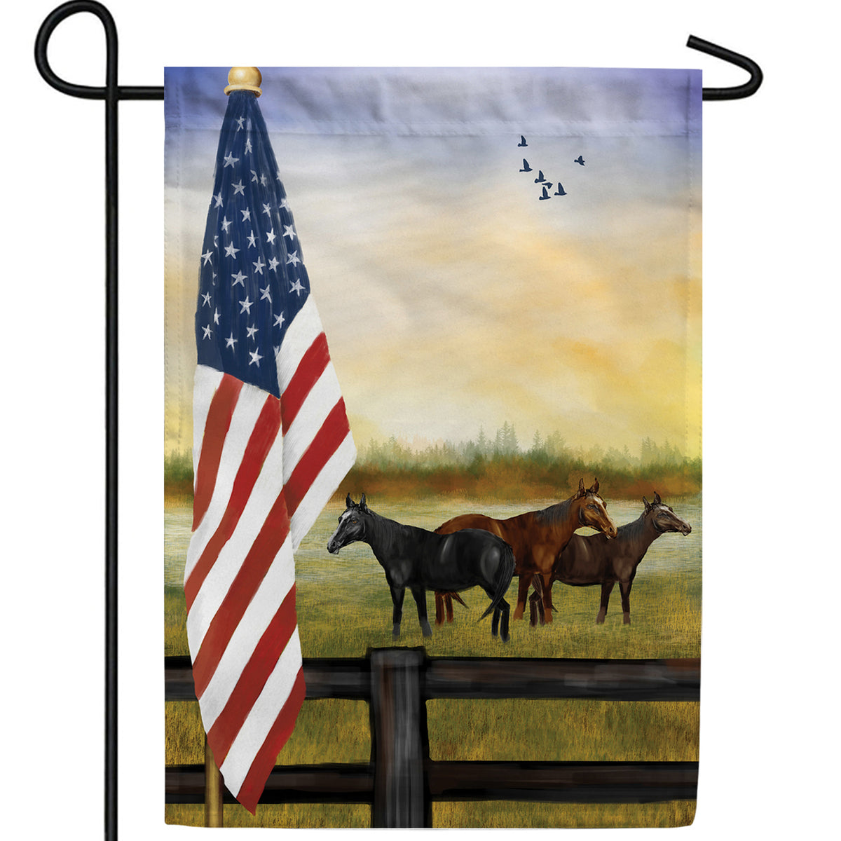 American Country Sunrise Double Sided Garden Flag