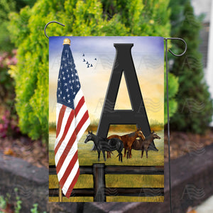 American Country Sunrise Monogram Double Sided Garden Flag