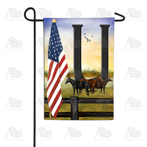 American Country Sunrise Monogram Double Sided Garden Flag