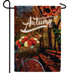 Autumn Night Bike Ride Double Sided Garden Flag